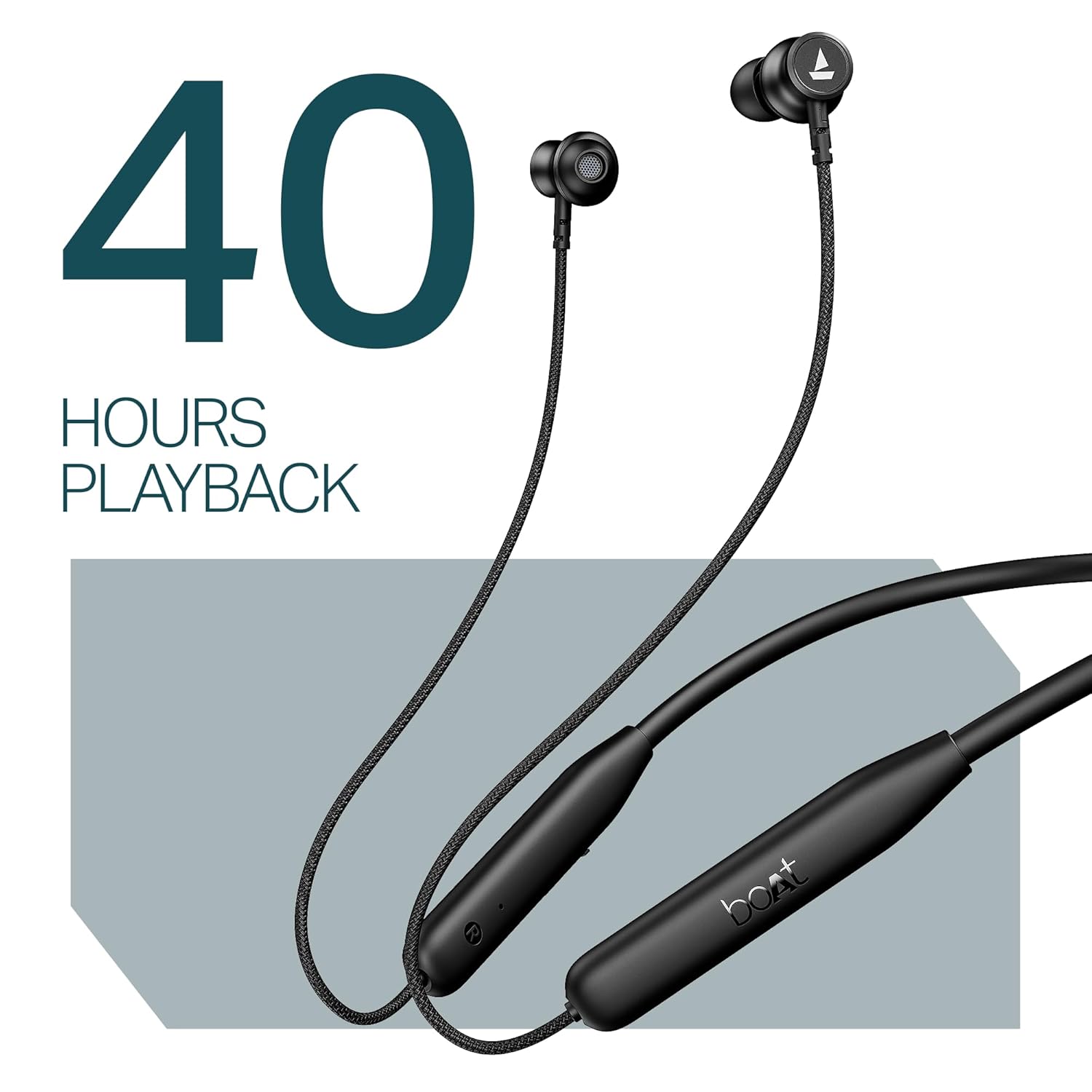 Boat Rockerz 113, 40H Battery, Dual Pair, Fast Charge, ENx Tech, Stream Ad Free Music via App Support, Magnetic Buds, Bluetooth Neckband, Wireless with Mic in Ear Earphones (Active Black)