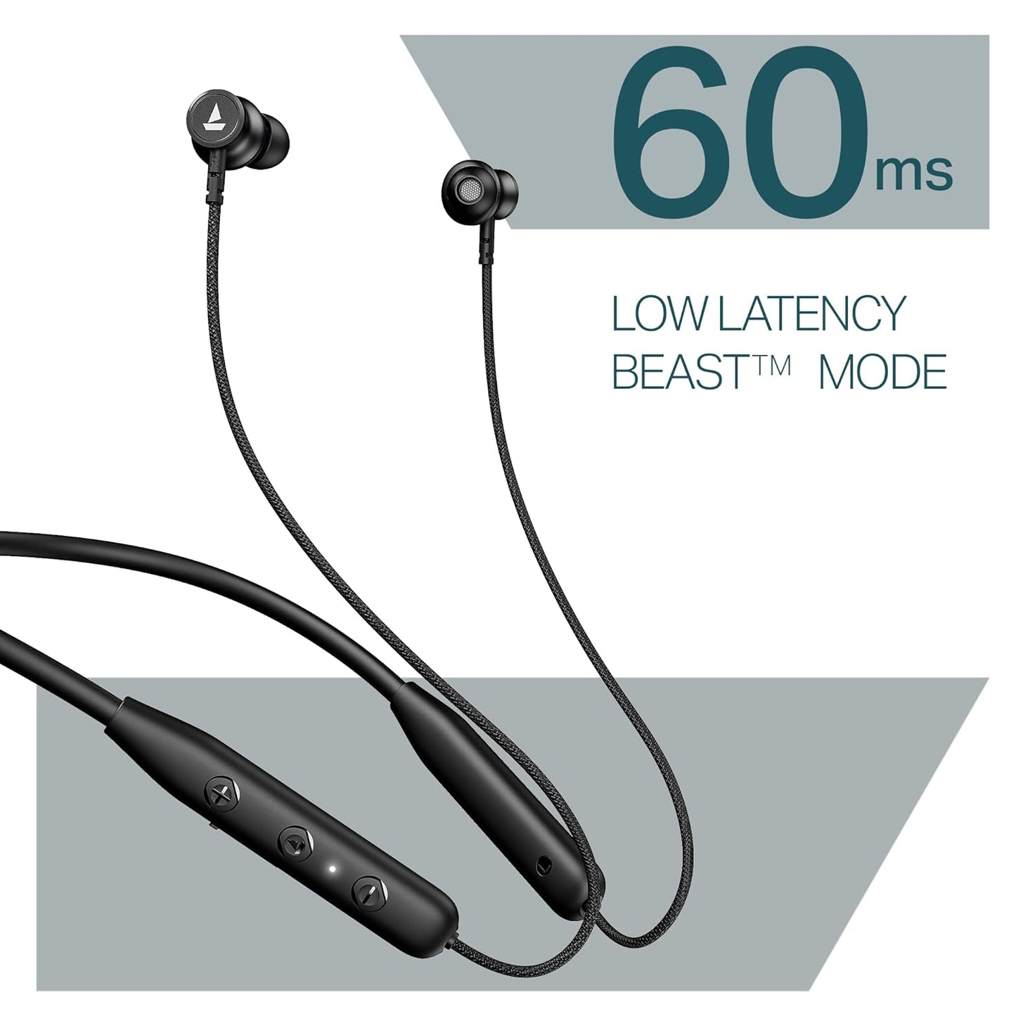 Boat Rockerz 113, 40H Battery, Dual Pair, Fast Charge, ENx Tech, Stream Ad Free Music via App Support, Magnetic Buds, Bluetooth Neckband, Wireless with Mic in Ear Earphones (Active Black)