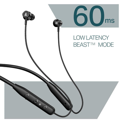 Boat Rockerz 113, 40H Battery, Dual Pair, Fast Charge, ENx Tech, Stream Ad Free Music via App Support, Magnetic Buds, Bluetooth Neckband, Wireless with Mic in Ear Earphones (Active Black)